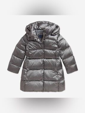 Polo by Ralph Lauren Silver Gray Puffer Coat with Removable Hood